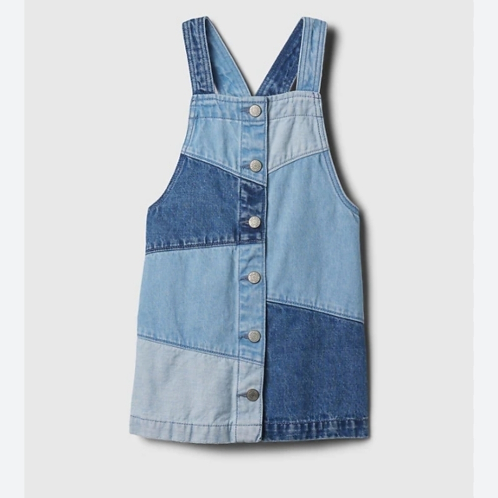 Gap Baby Denim Patch Button Front Jean Dress Size 6-12 Months